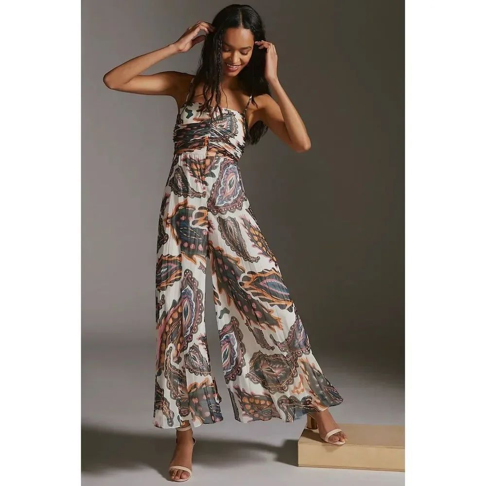 Anthropologie Ranna Gill Pleated Halter Jumpsuit